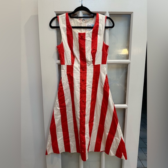 Bea & Dot by ModCloth Retro Pinup Rockabilly Stripe Red White Midi Dress Size S - Picture 12 of 12